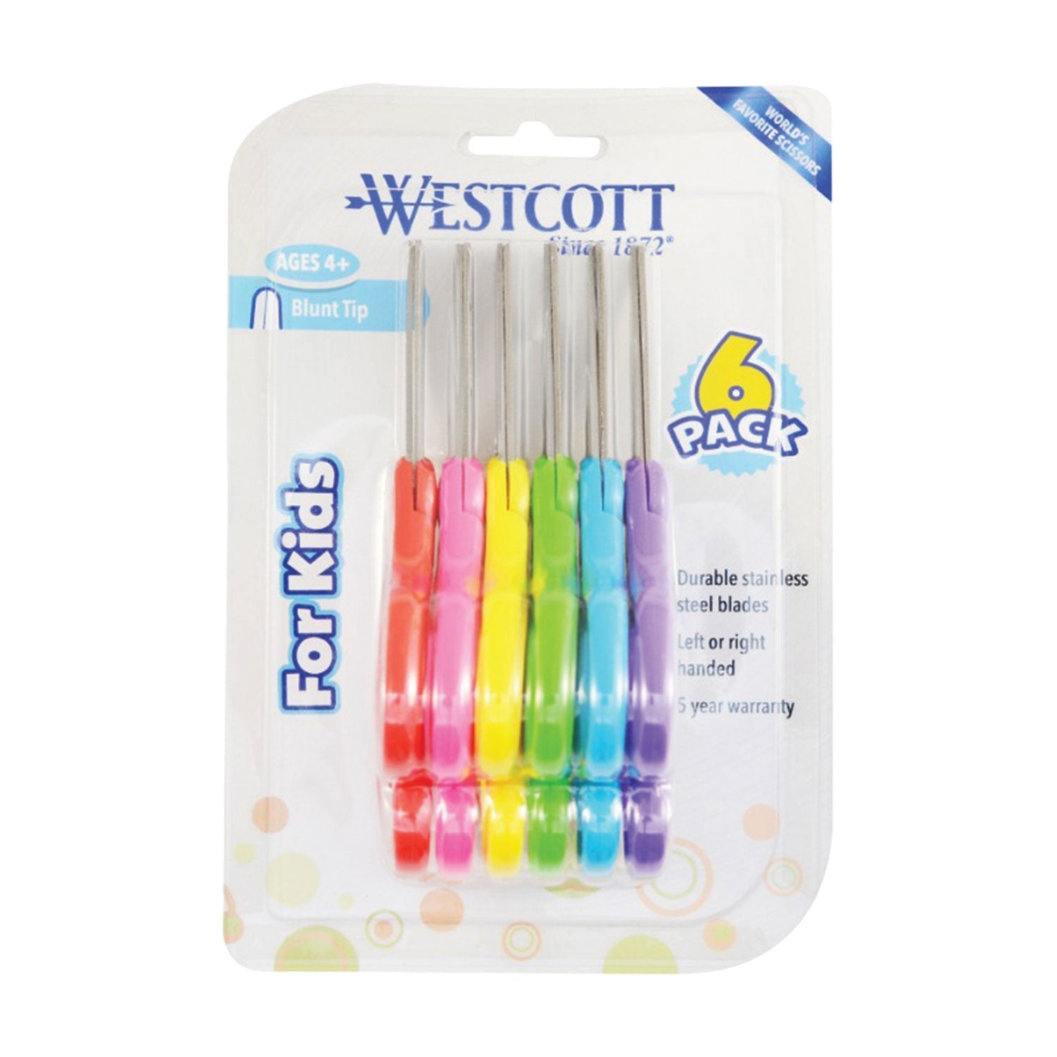 For Kids Scissors | Rounded Tip | 5" | 6-Pack