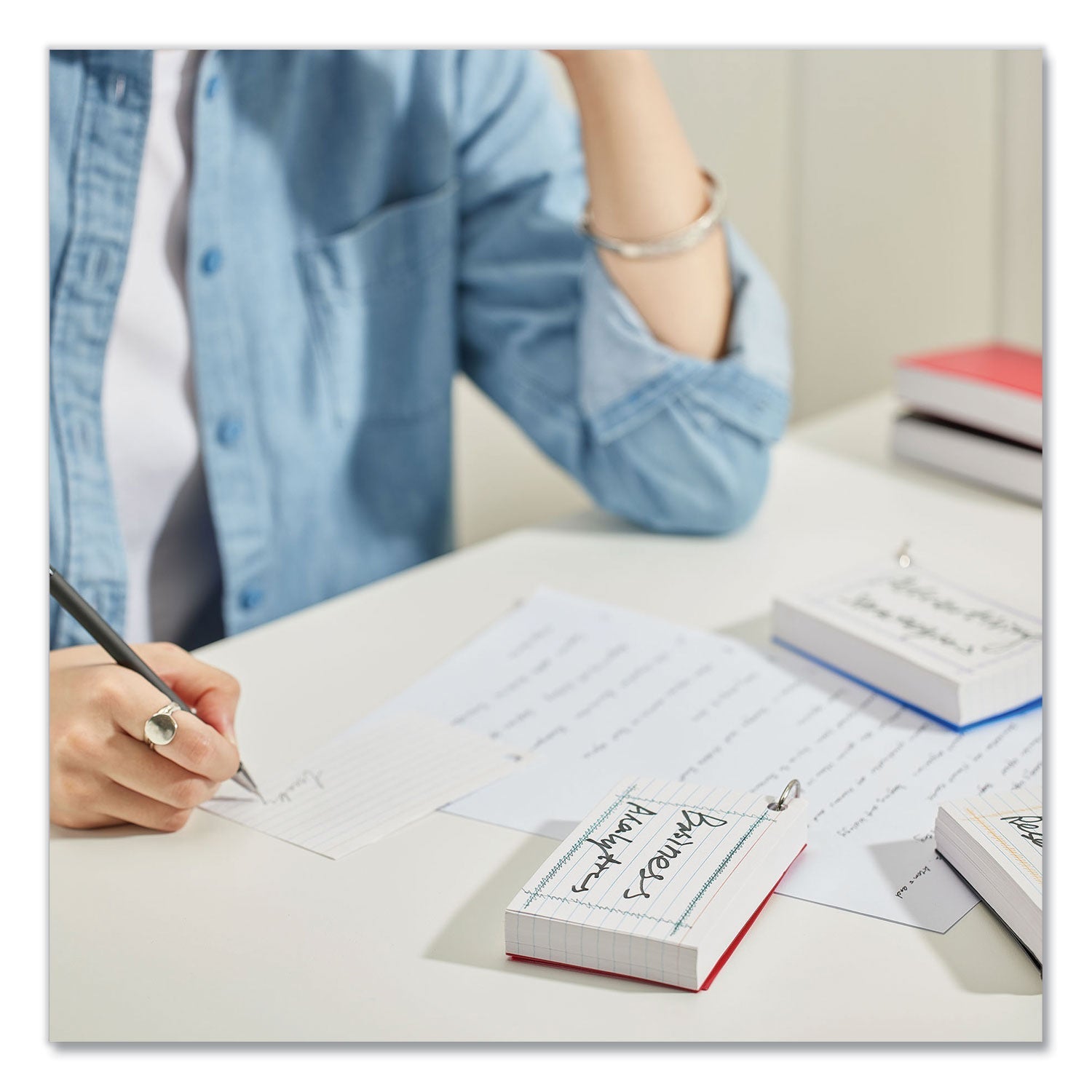 Universal® Ring Index Cards, Ruled, 3 X 5, White, 100/pack