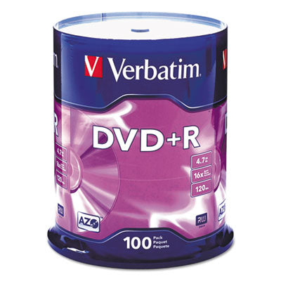 Verbatim Dvd+r Recordable Disc | 100/Pack