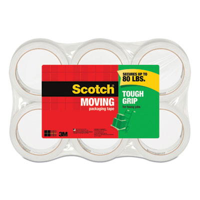Scotch® Tough Grip Moving Packaging Tape, 3" Core, 1.88" X 43.7 Yds, Clear, 6/pack