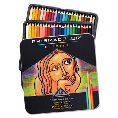 Prismacolor® Premier Colored Pencil, 3 mm, 2B, Assorted Lead and Barrel Colors, 48/Set