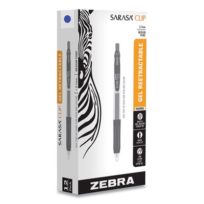 Zebra Sarasa Clip Gel Pen | 0.7mm Blue, 12-Pack