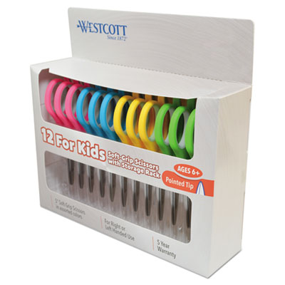 Soft Handle Kids Scissors | Pointed Tip | 12-Pack