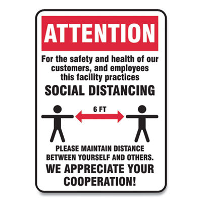 Social Distance Signs | Wall Mount | 10-Pack Red
