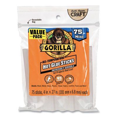 Gorilla Mini Hot Glue Sticks | 75-Pack | Clear