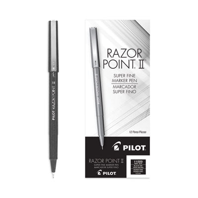 Razor Point II Super Fine Line Pen | Black, Dozen