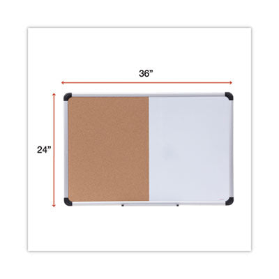 Universal® Combination Dry Erase/Bulletin Board, 36" x 24", Tan/White Surface, Black/Satin Aluminum Frame - Bloom Skins