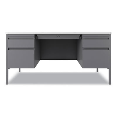Teachers Pedestal Desk | Hirsh 60" White/Platinum