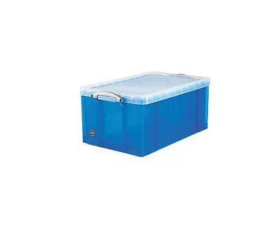 Really Useful Box® Snap-Lid Storage Bin, 16.9 Gal, 17.31" X 28" X 12.25", Transparent Blue