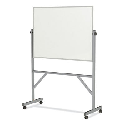 Ghent Reversible Magnetic Porcelain Whiteboard with Aluminum Frame, 53.25" x 72.25", White Surface, Satin Aluminum Frame