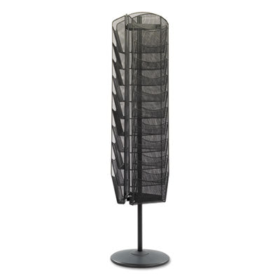 Safco® Onyx Mesh Rotating Magazine Display, 30 Compartments, 16.5w X 16.5d X 66h, Black