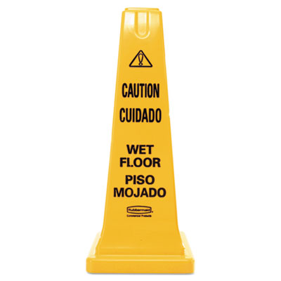 Multilingual Wet Floor Safety Cone | Yellow