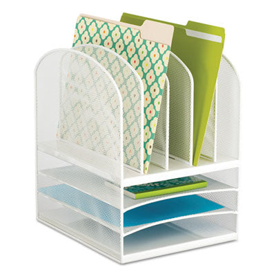 Onyx Mesh Desk Organizer | 5 Vert/3 Horiz, White