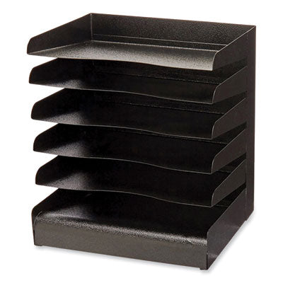 Steel Six-Shelf Desk Tray Sorter | Black