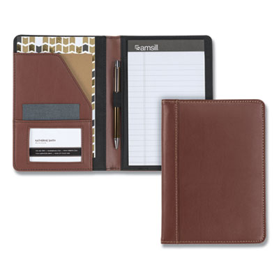 Samsill Contrast Stitch Leather Padfolio | Brown