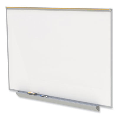 Ghent Proma Magnetic Porcelain Projection Whiteboard with Aluminum Frame, 96.5" x 48.5", White Surface, Satin Aluminum Frame