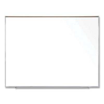 Ghent Magnetic Porcelain Whiteboard with Aluminum Frame and Maprail, 72.5" x 60.47", White Surface, Satin Aluminum Frame