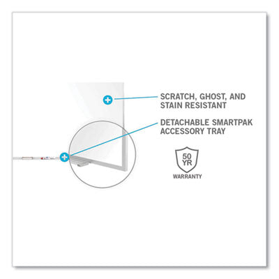 Ghent Magnetic Porcelain Whiteboard with Aluminum Frame and Maprail, 72.5" x 60.47", White Surface, Satin Aluminum Frame