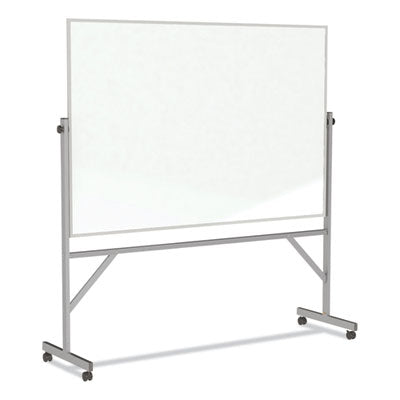 Ghent Reversible Magnetic Porcelain Whiteboard with Aluminum Frame, 101.25" x 78.25", White Surface, Satin Aluminum Frame