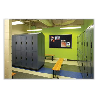Ghent Aluminum-Frame Recycled Rubber Bulletin Boards, 144.5" x 48.5", Confetti Surface, Satin Aluminum Frame