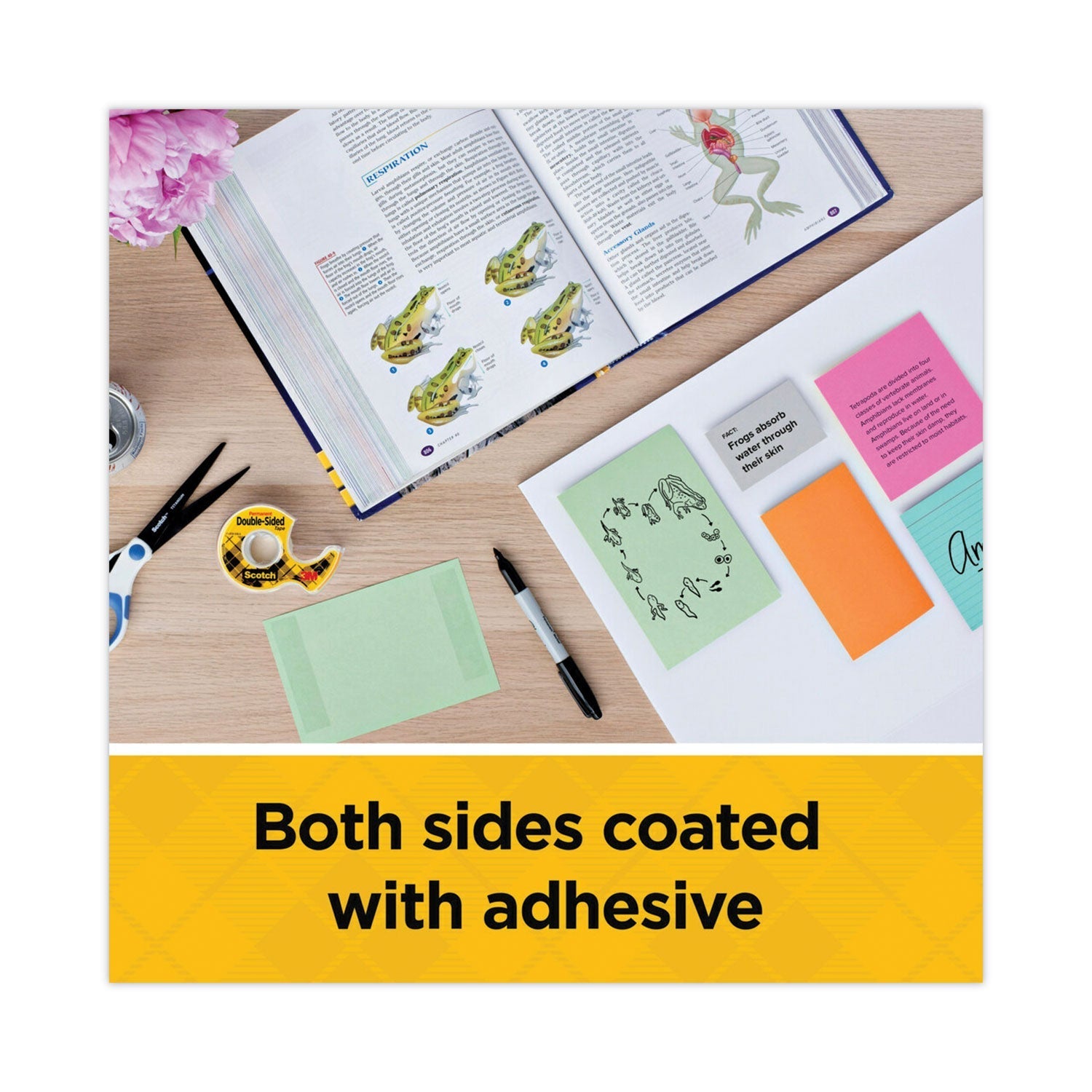 Scotch® Double-Sided Tape, 3" Core, 0.5" X 36 Yds, Clear