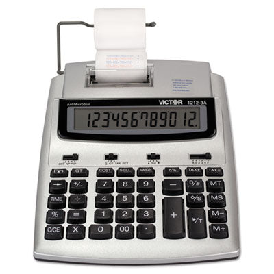 Victor® 1212-3A Antimicrobial Printing Calculator, Black/Red Print, 2.7 Lines/Sec