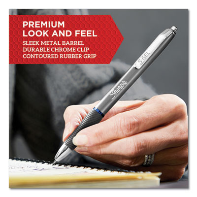 Sharpie® S-Gel™ S-Gel Premium Metal Barrel Gel Pen, Retractable, Medium 0.7 Mm, Black Ink, Champagne Barrel, Dozen