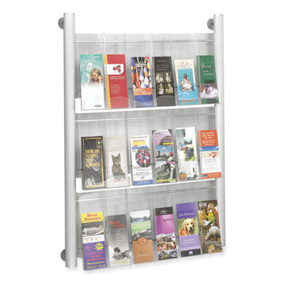 Luxe Magazine Rack | 9 Comp, Clear/Silver
