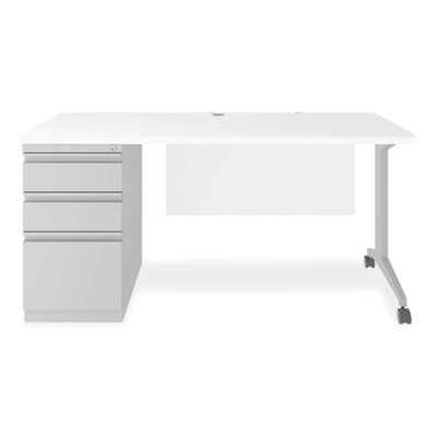 Modern Teacher Pedestal Desk | 60" White/Silver