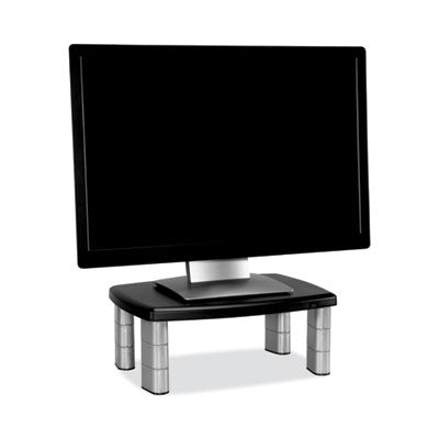 3M™ Adjustable Height Monitor Stand, 15" X 12" X 2.63" To 5.78", Black/silver, Supports 80 Lbs