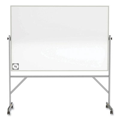 Ghent Reversible Magnetic Hygienic Porcelain Whiteboard with Aluminum Frame, 72" x 48", White Surface, Satin Aluminum Frame