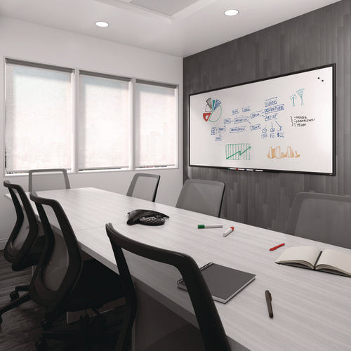 TRU RED™ Magnetic Porcelain Dry Erase Board, 96" x 48", White Surface, Black Aluminum Frame