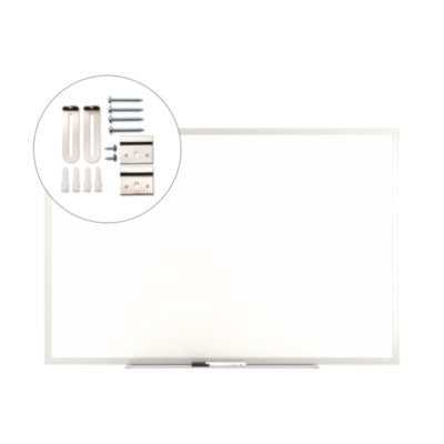 TRU RED™ Melamine Dry Erase Board, 36" x 24", White Surface, Gray/Natural Aluminum Frame