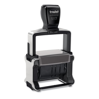 Trodat® Professional 12-Message Date Stamp, Self-Inking, 2.25 X 0.38, Black