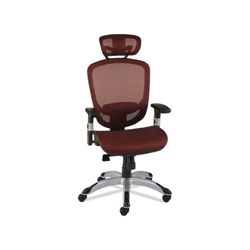 Union & Scale™ FlexFit Hyken Mesh Task Chair, Supports Up to 275 lb, 17.24" to 20.98" Seat Height, Maroon Seat/Back, Silver/Black Base