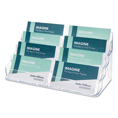 deflecto® 8-Pocket Business Card Holder, Holds 400 Cards, 7.78 X 3.5 X 3.38, Plastic, Clear