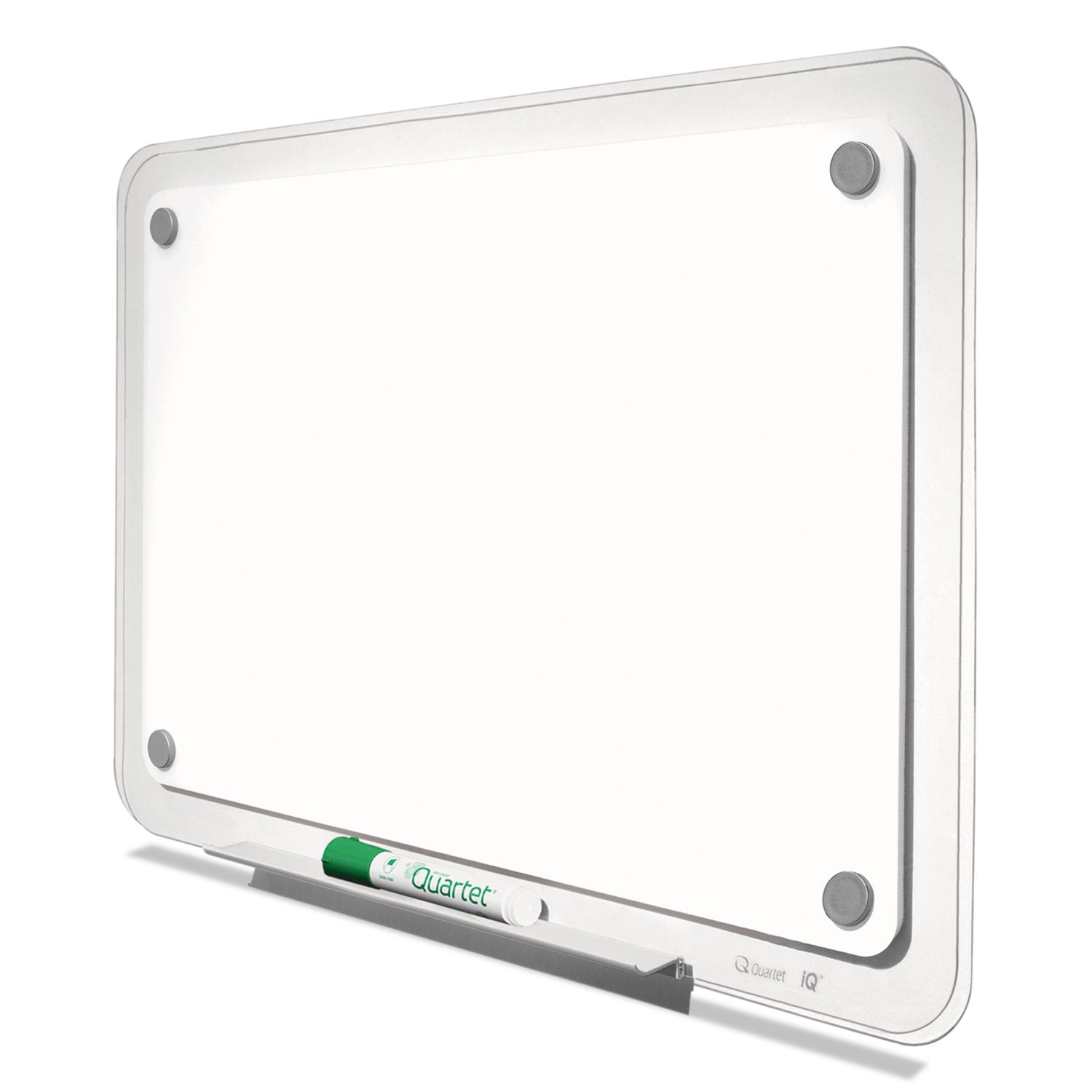 Quartet® iQ Total Erase Translucent-Edge Board, 11" x 7", White Surface, Clear Plastic Frame