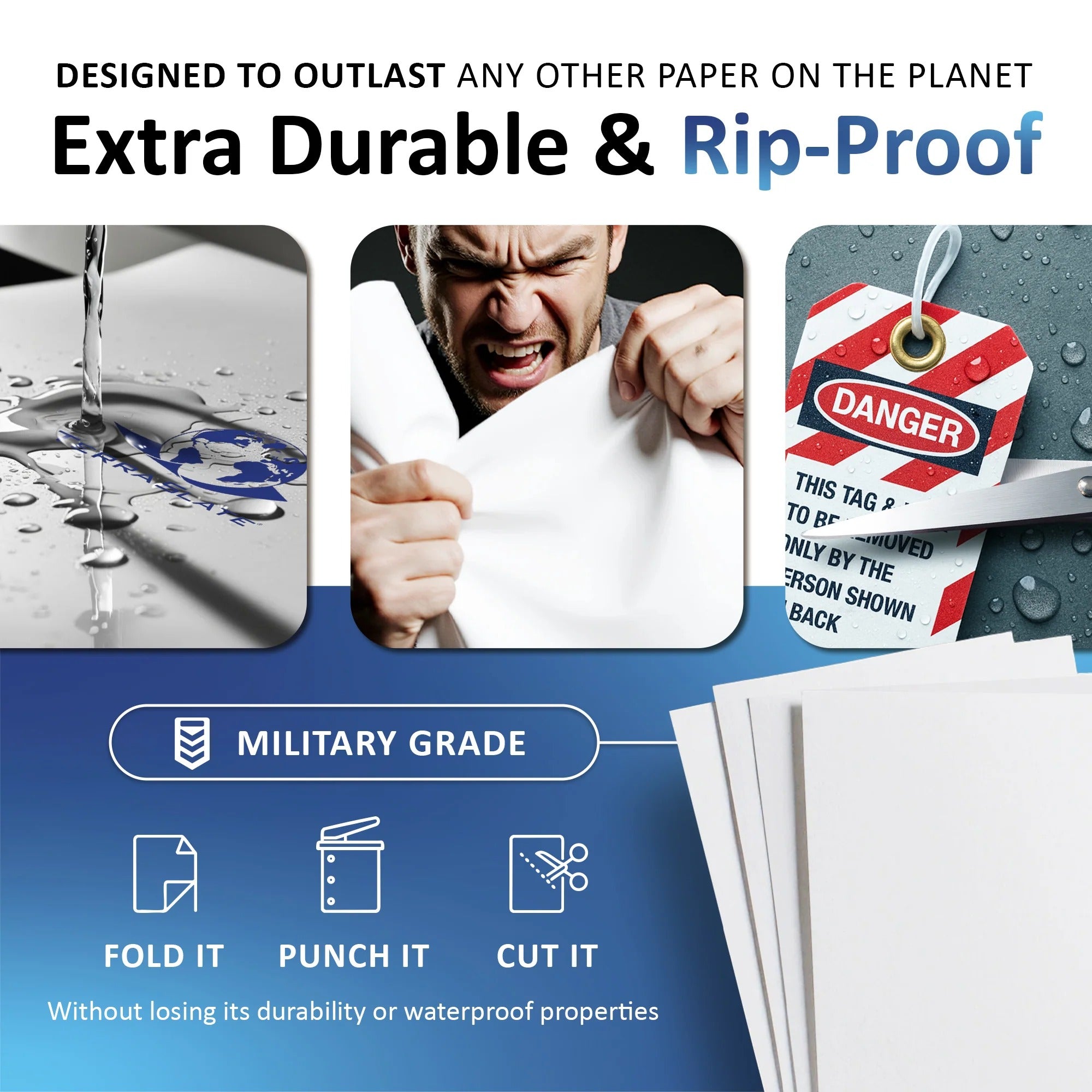 5 Mil Waterproof Copy Paper 8.5" × 11" Letter Size