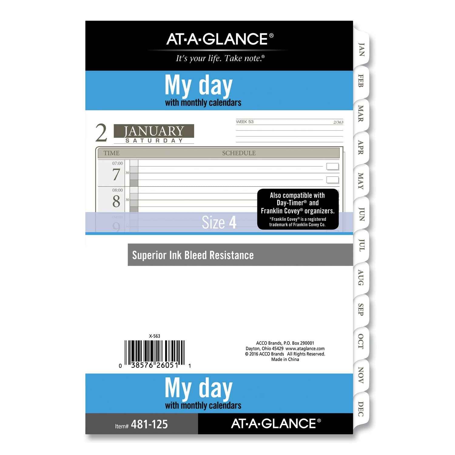 AT-A-GLANCE® 1-Page-Per-Day Planner Refills, 8.5 x 5.5, White Sheets, 12-Month (Jan to Dec): 2025
