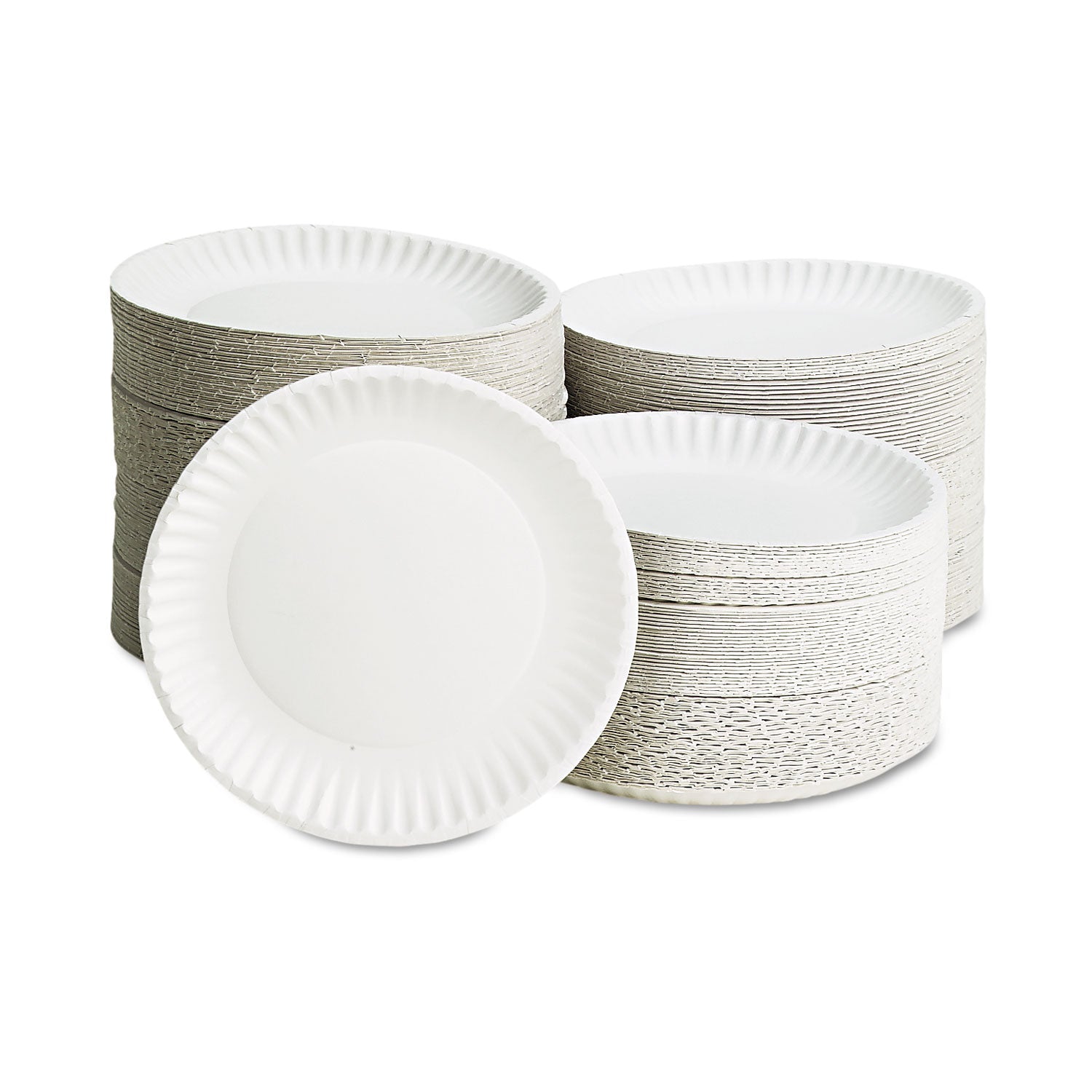 AJM Packaging Corporation White Paper Plates, 9" Dia, 100/pack, 10 Packs/carton
