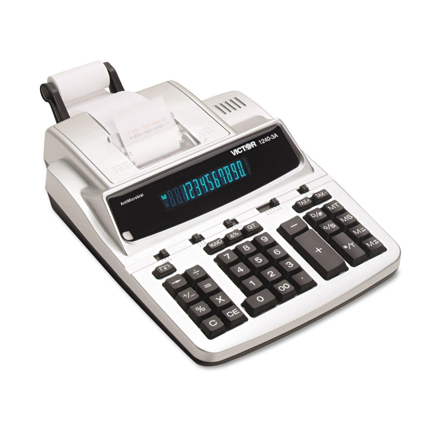 Victor® 1240-3a Antimicrobial Printing Calculator, Black/red Print, 4.5 Lines/sec