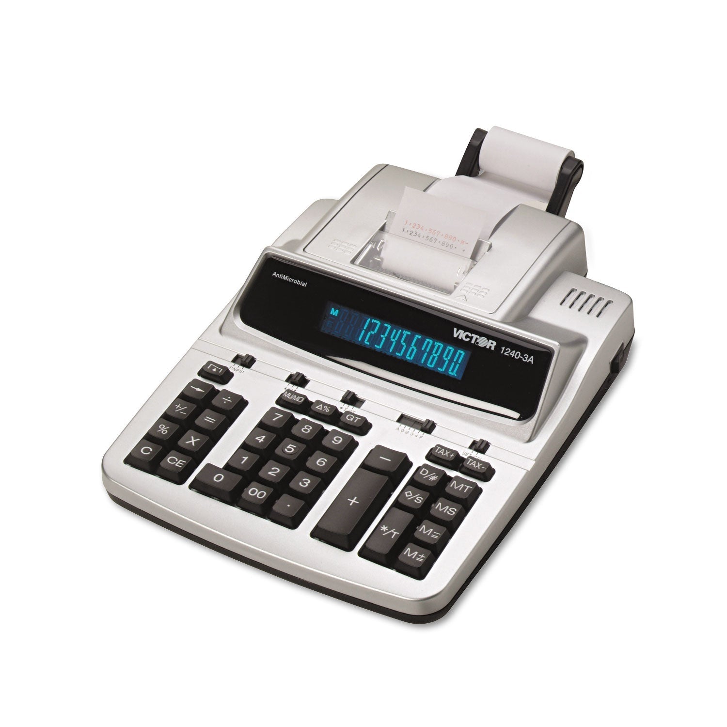 Victor® 1240-3a Antimicrobial Printing Calculator, Black/red Print, 4.5 Lines/sec
