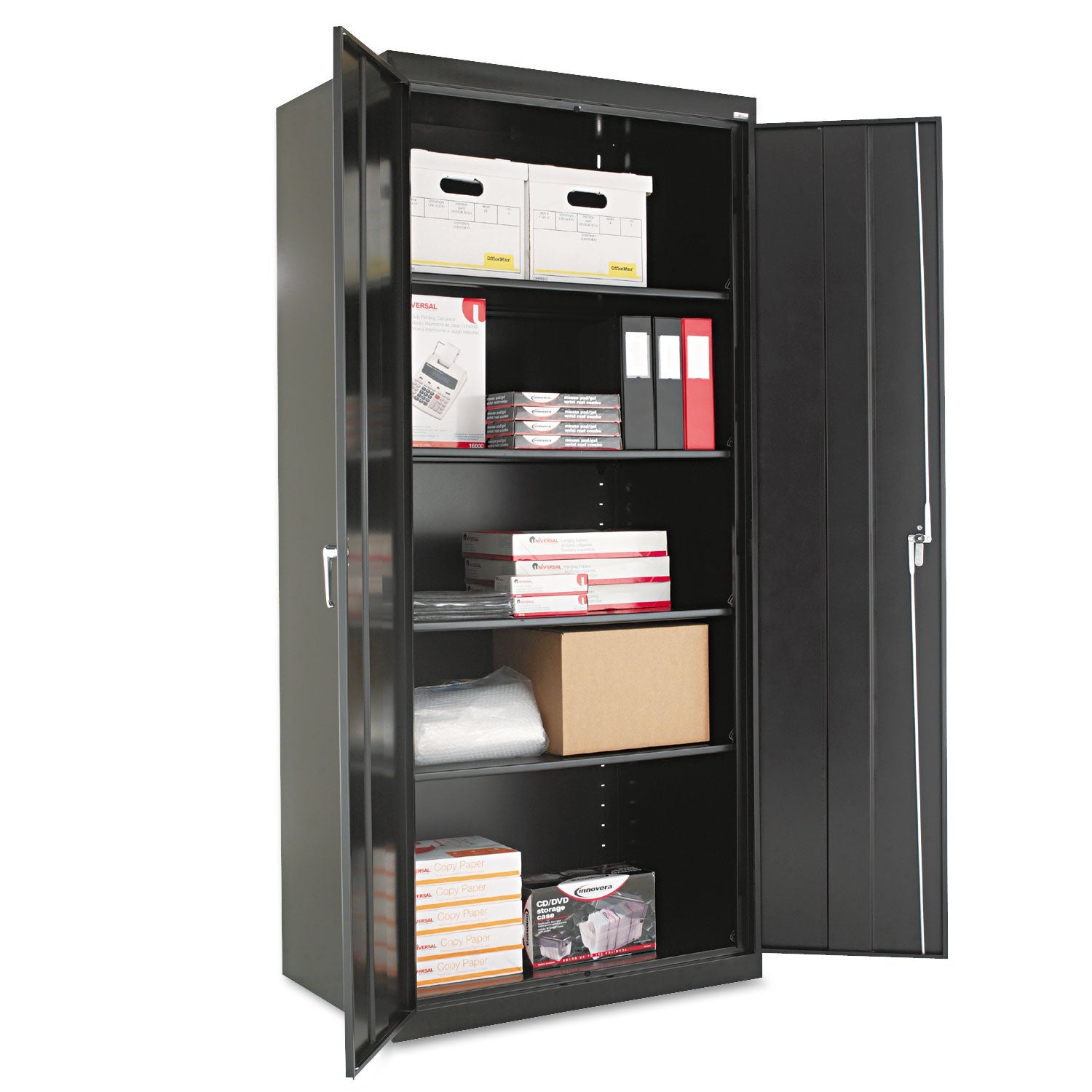 Alera® Assembled 78" High Heavy-Duty Welded Storage Cabinet, Four Adjustable Shelves, 36w X 24d, Black