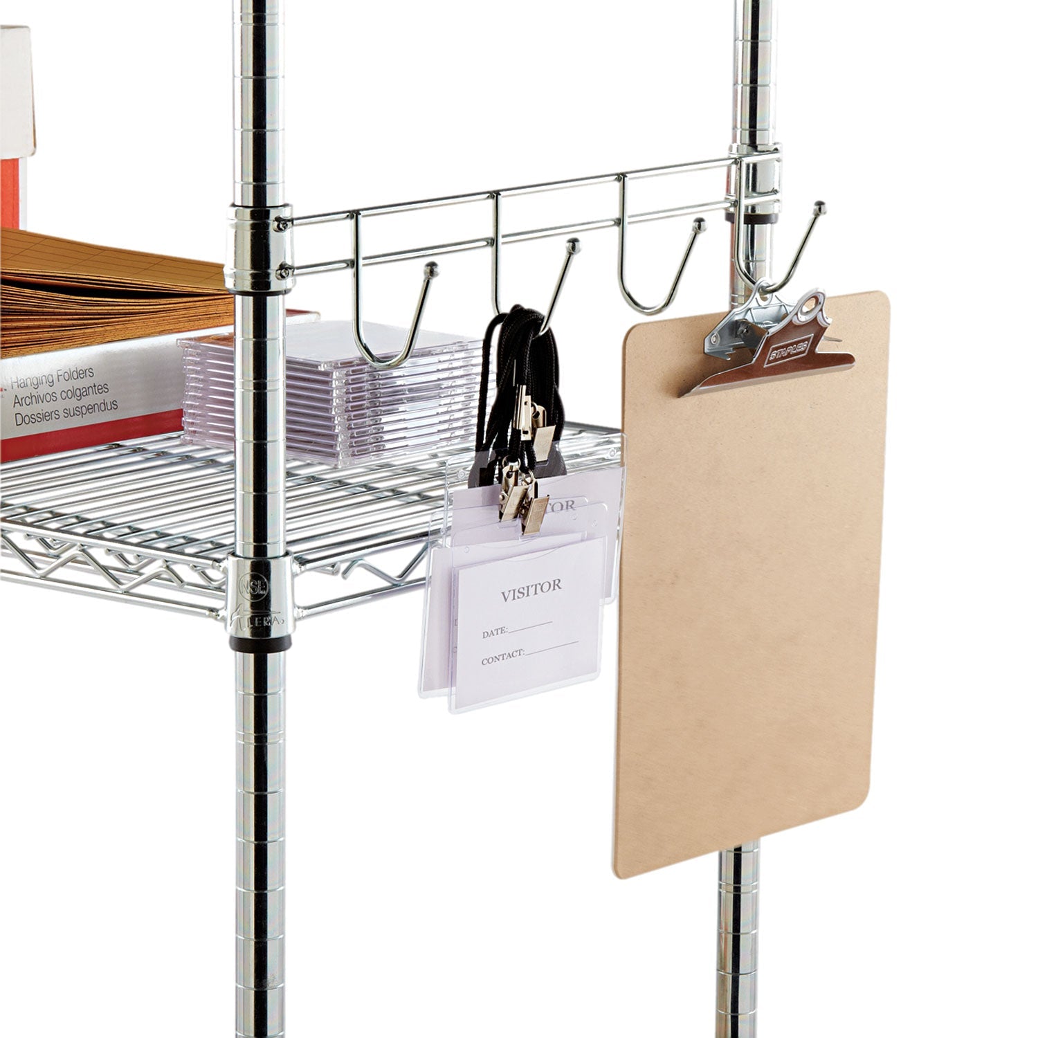 Alera® Hook Bars For Wire Shelving, Four Hooks, 18" Deep, Silver, 2 Bars/pack