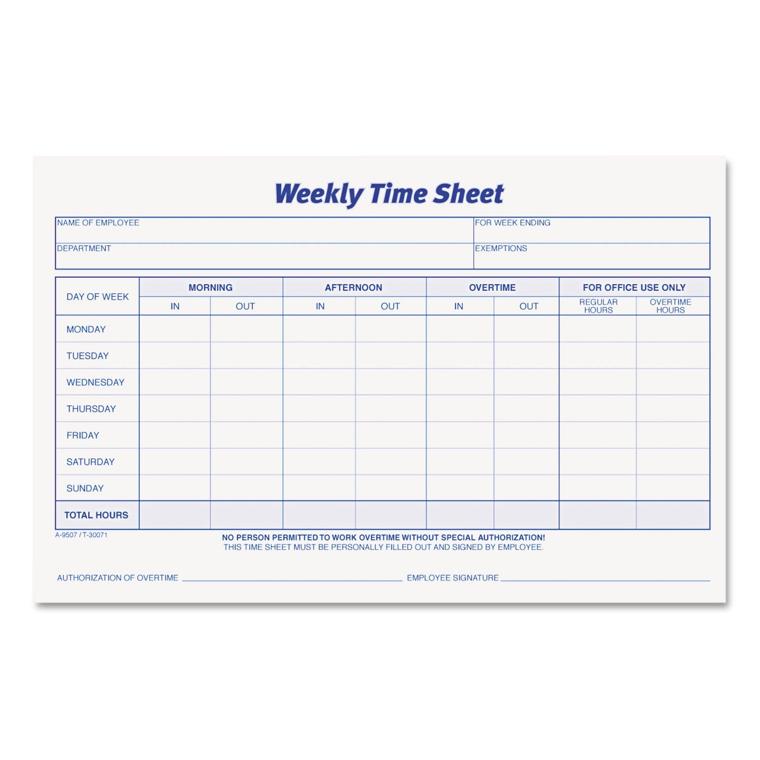TOPS Weekly Time Sheets | 2 Pads/Pack
