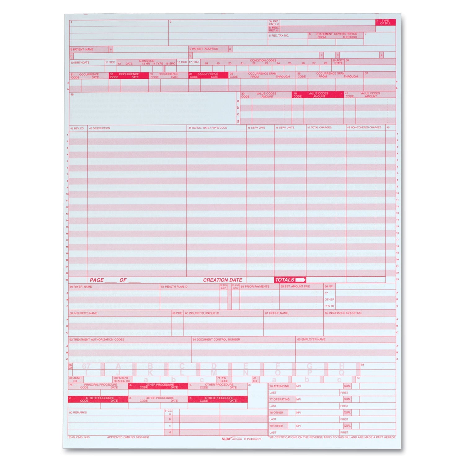UB04 Hospital Insurance Claim Form | 2500-ct