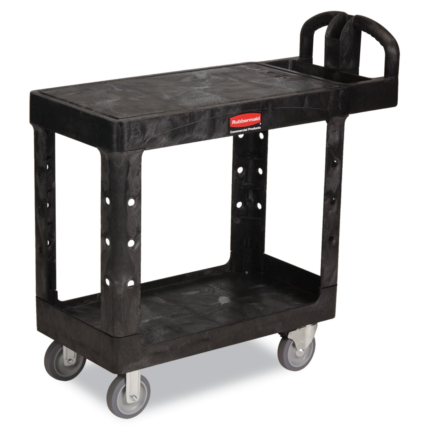 Flat Shelf Utility Cart | 2-Shelf, 500 lb, Black