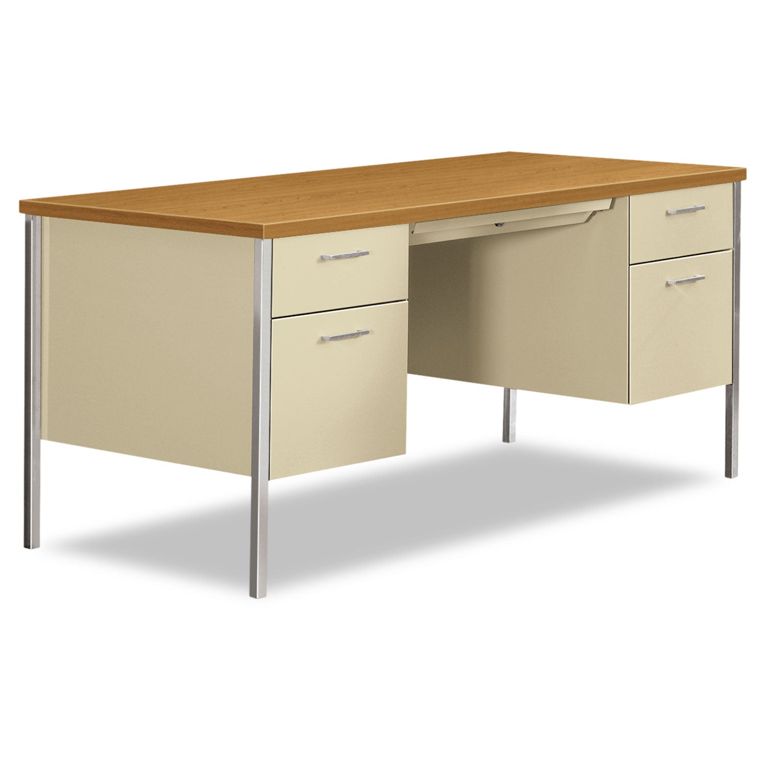 Double Pedestal Desk | HON® 34000, Harvest/Putty