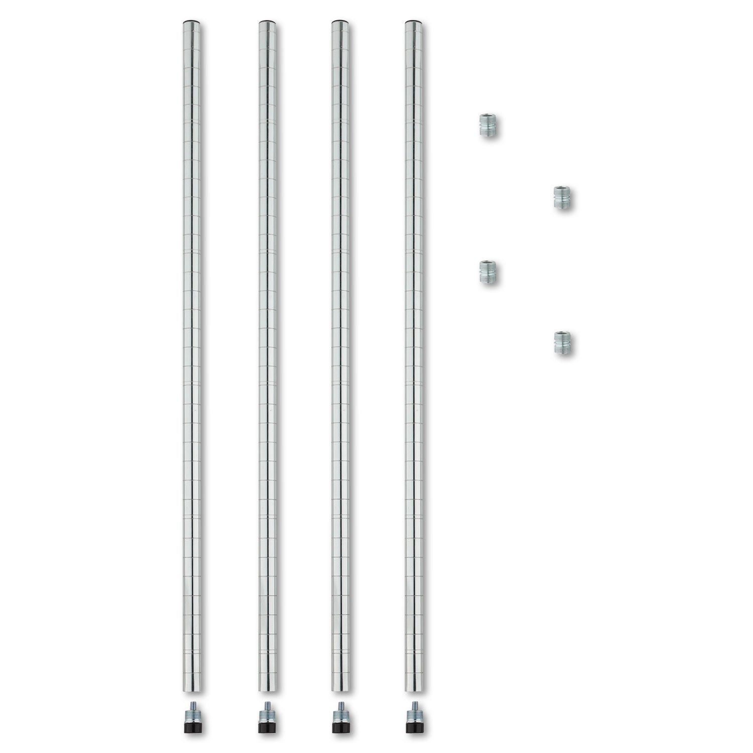 Alera® Stackable Posts For Wire Shelving, 36" High, Silver, 4/pack
