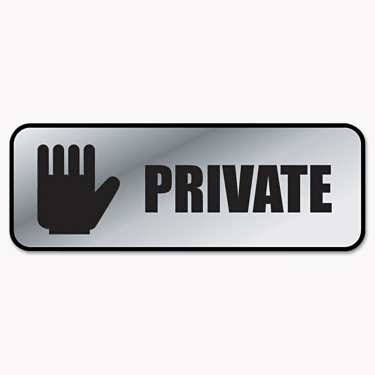 COSCO Brushed Metal Office Sign, Private, 9 X 3, Silver